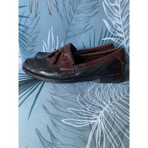 Johnston & Murphy Brown Black MOCCASIN TASSLE Leather Shoes mens 12 M